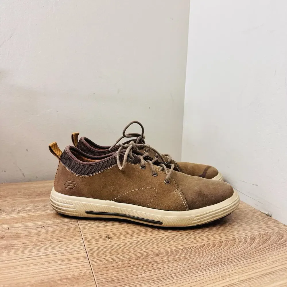 men's Skechers Porter-Elden casual Oxford shoes Brown Suede Size 9.5